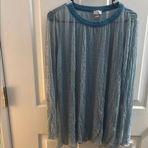 LOGO Layers Sheer Moss Green Long Sleeve Top